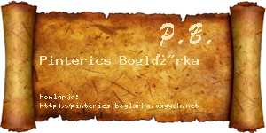 Pinterics Boglárka névjegykártya