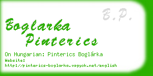 boglarka pinterics business card