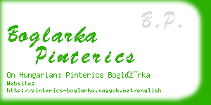 boglarka pinterics business card